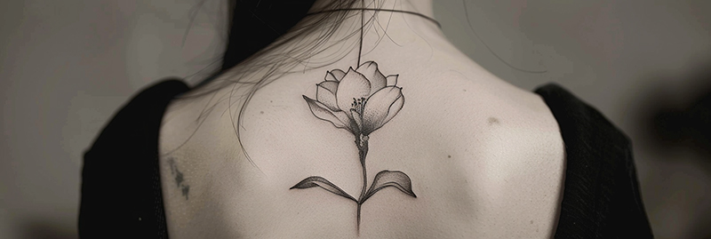 Fine Line Flower Tattoo