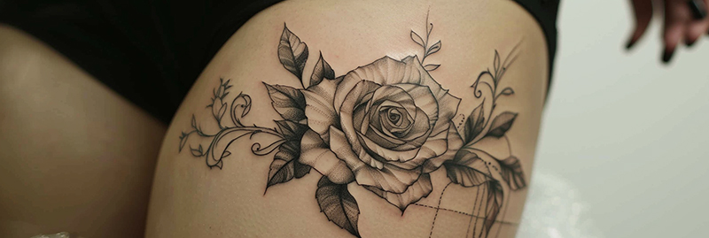 Fine Line Rose Tattoo