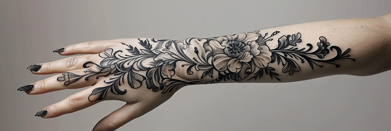 arm to hand tattoos