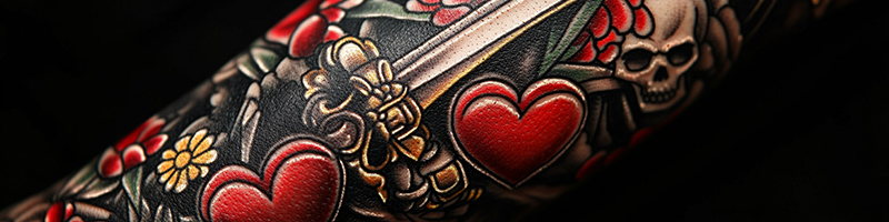 American Traditional Dagger Tattoo