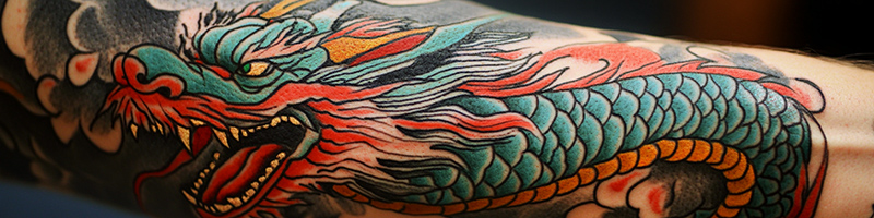 American Traditional Dragon Tattoo