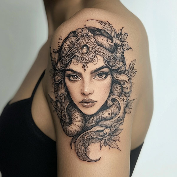 Beautiful detailed attractive Medusa Tattoo2