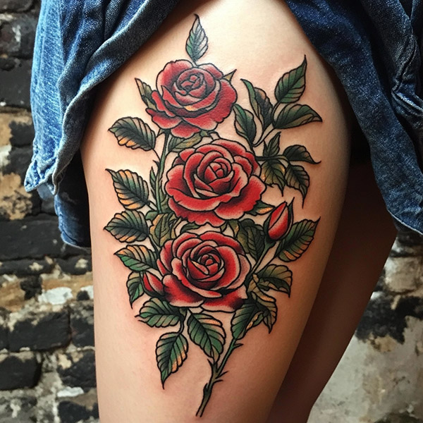 Roses In American traditional tattoos