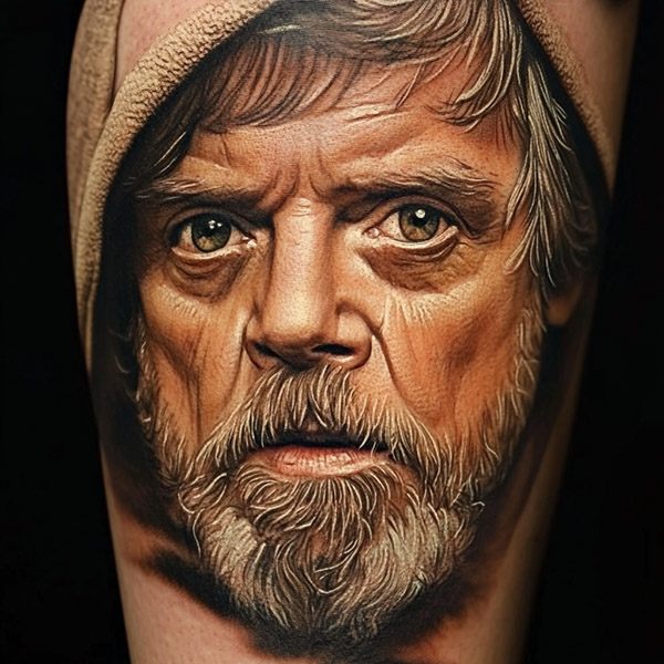 realistic tattoo artist Nikko Hurtado - Luke Skywalker tattoo