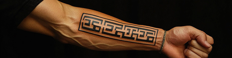 tattoo of greek name for god on forearm