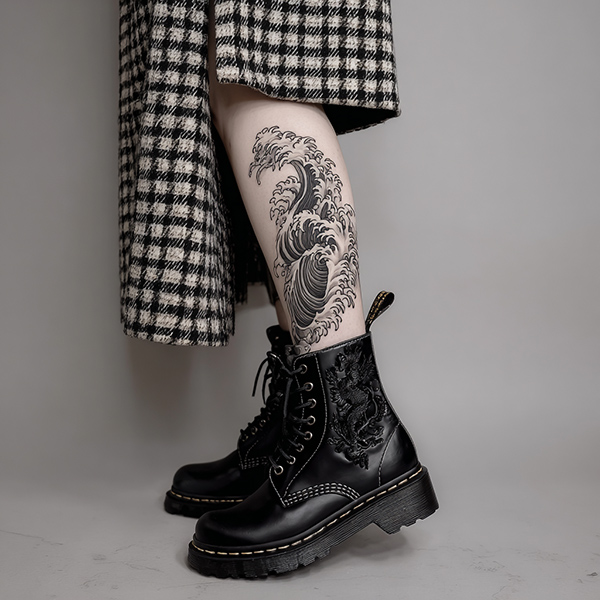 Symbols like a Japanese wave tattoo